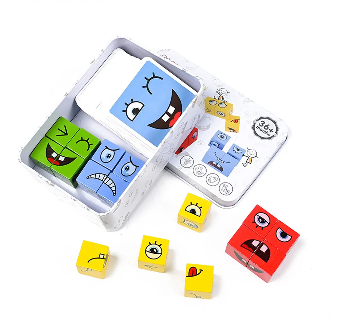 Description-images_03.webp Wooden Cube Face Expression Puzzle Game – Montessori Emotion Toy - Image 1