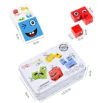 Wooden Cube Face Expression Puzzle Game – Montessori Emotion Toy - Image 8